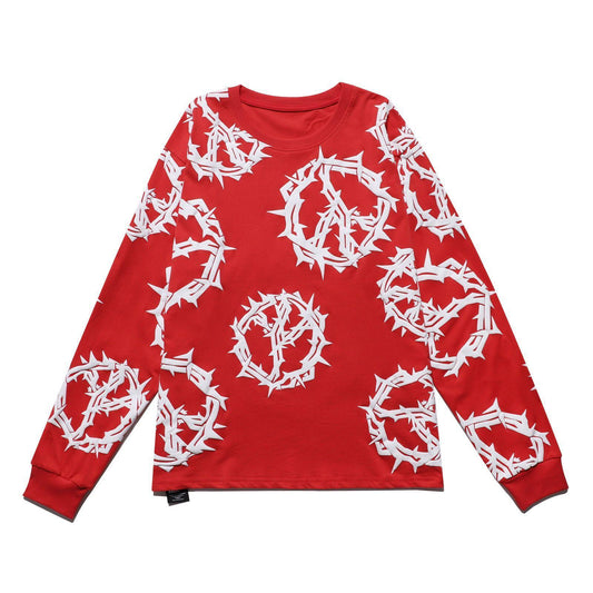 NUMBER R PEACE L/S PRINT TEE (RED)-NR_00001_S_RD