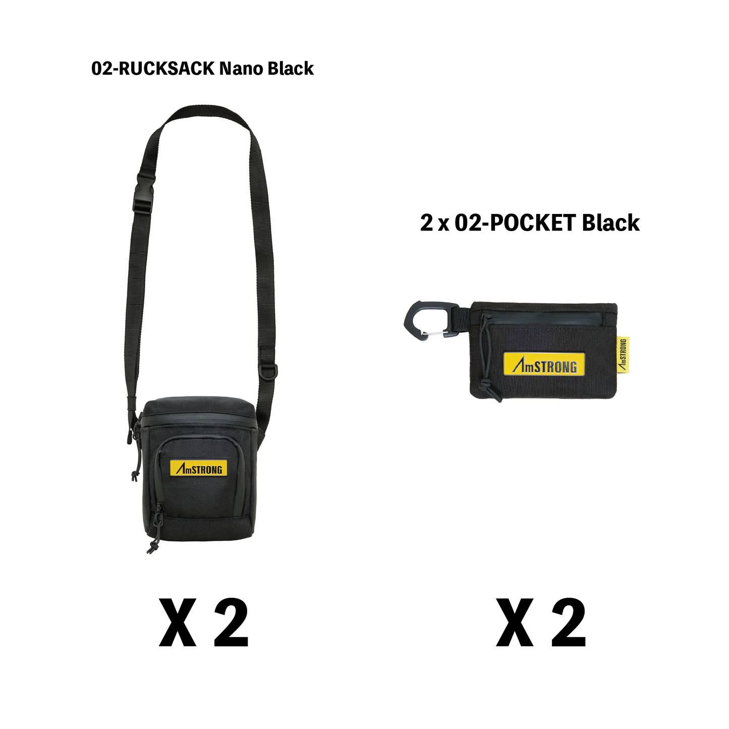 Amstrong 02-RUCKSACK Nano Black (6020BK) x 2 + 02-POCKET Black (6019BK) x 2